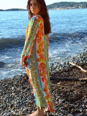 Robe Longue Brigitte Jaune Vert Rouge