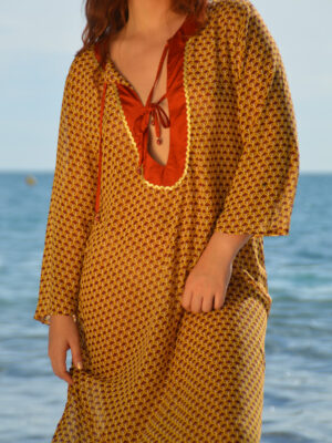 Robe Longue Brigittered Jaune Terra Cotta