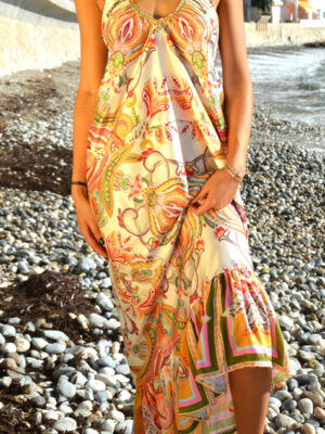 Robe Longue Plisette Orange