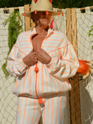Blouson Gloria rayures orange fluo