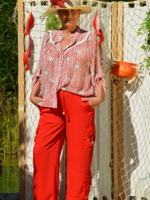 Pantalon Cargo viscose rouge