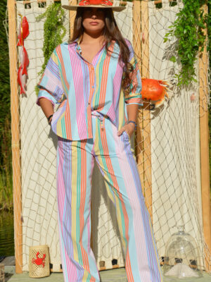 Pantalon Mallerie rayures multicolores