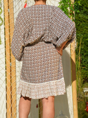 Robe courte Flower coton bi-couleur
