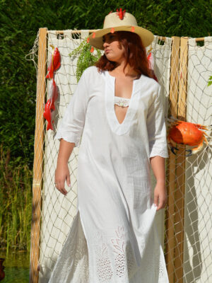 Robe longue Brigitte pont broderie anglaise