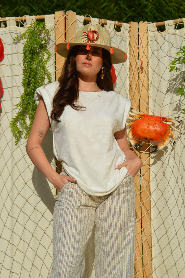 Top Epaule maille blanche
