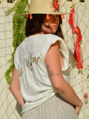 Top Epaule maille blanche 