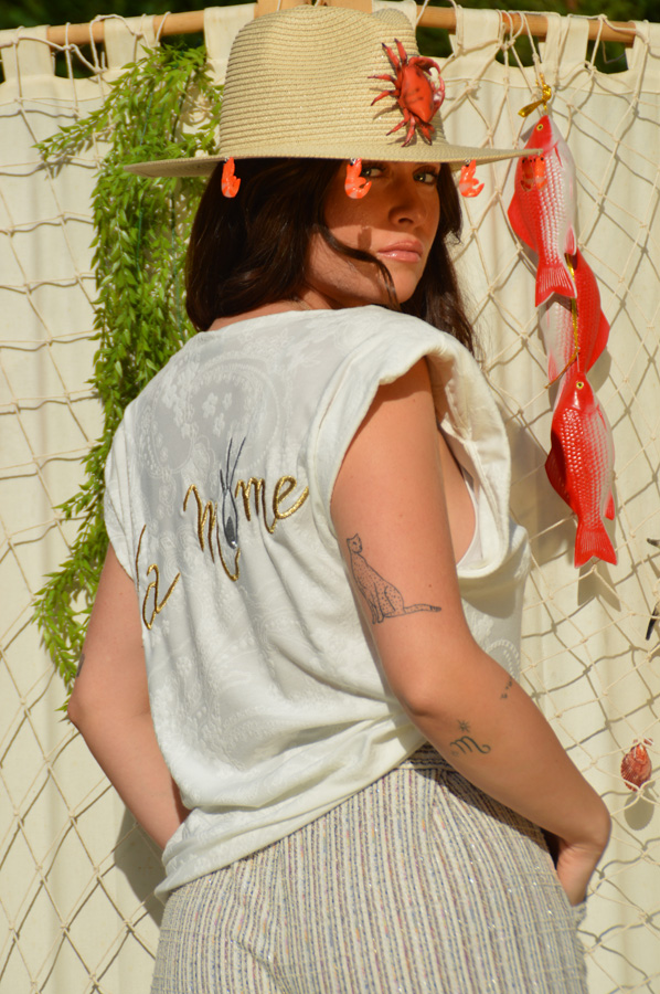 Top Epaule maille blanche