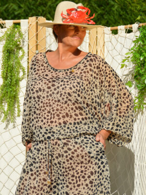 Top Eventail mousseline panther