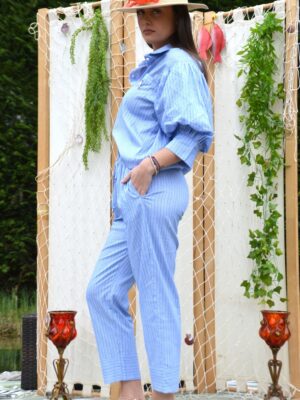 Pantalon Buenos-Aires Bleu rayure