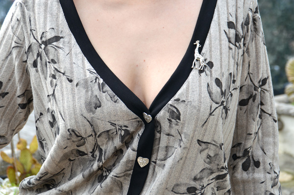 Gilet Bo Fleurs Noires