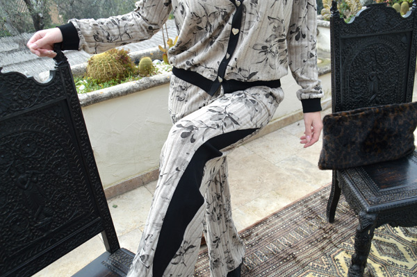 Gilet Bo Fleurs Noires